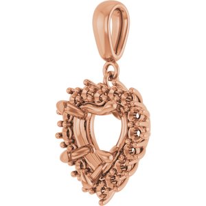 14K Rose Gold 9x9 mm Heart Pendant Mounting – image 4