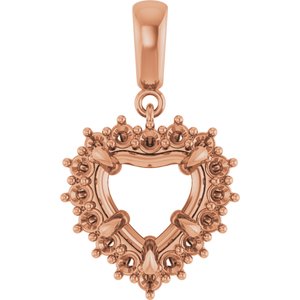 10K Rose Gold 9x9 mm Heart Pendant Mounting – image 2