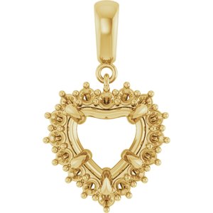 14K Yellow Gold 9x9 mm Heart Pendant Mounting – image 2