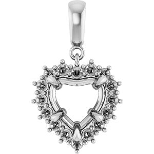 Platinum 9x9 mm Heart Pendant Mounting – image 2