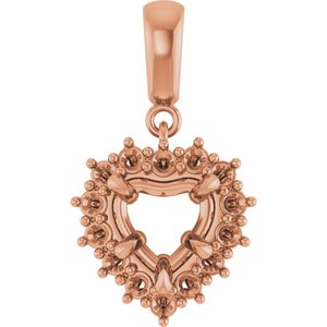 14K Rose Gold 7x7 mm Heart Pendant Mounting – image 2