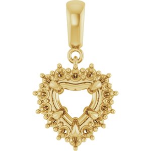 18K Yellow Gold 7x7 mm Heart Pendant Mounting – image 2