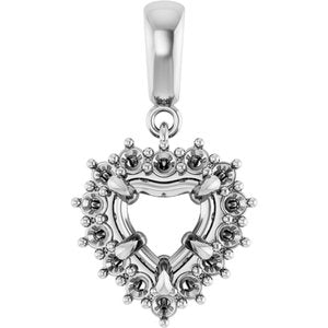 18K White Gold 7x7 mm Heart Pendant Mounting – image 2