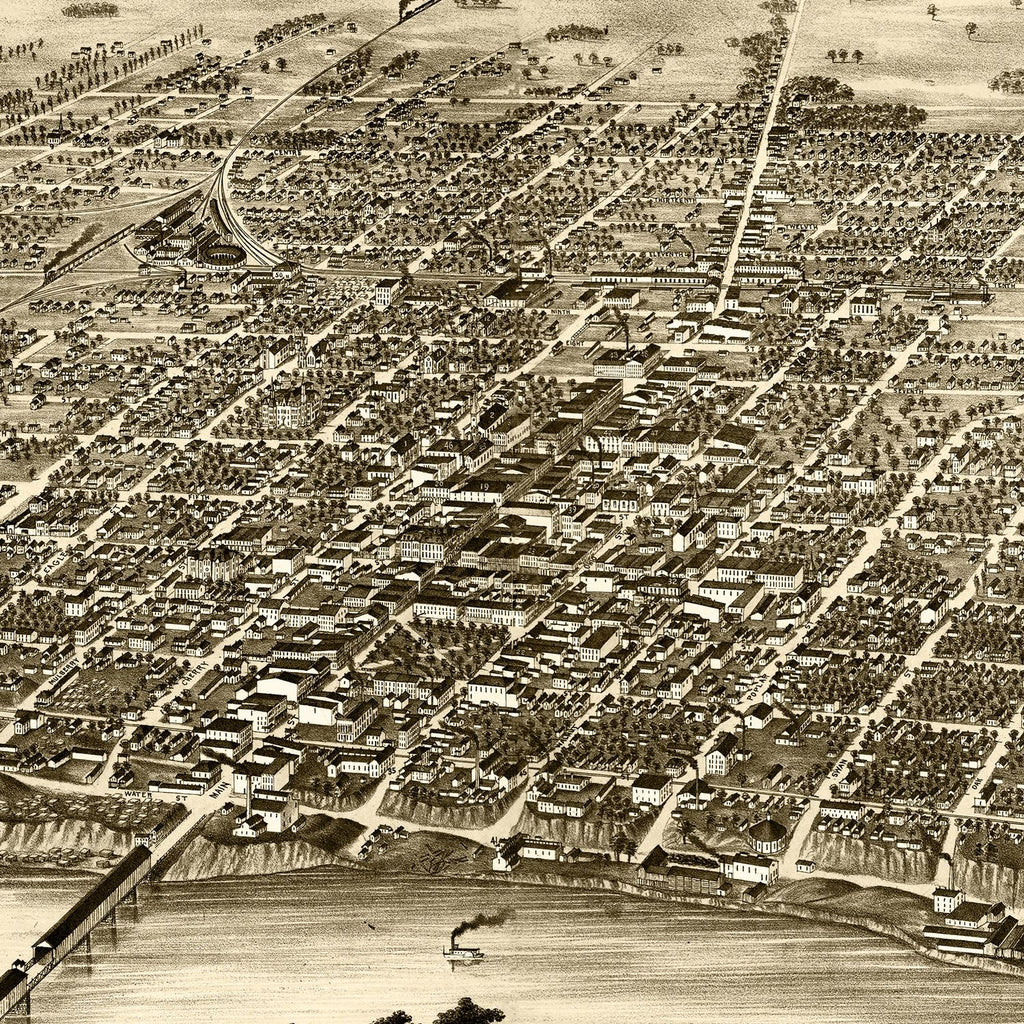 Vintage Map of Terre Haute, Indiana 1880