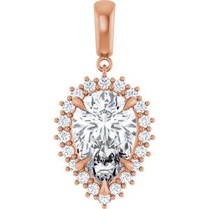 10K Rose Gold 15x10 mm Pear Pendant Mounting