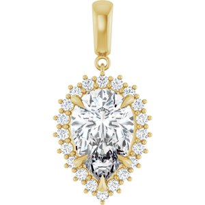 18K Yellow Gold 15x10 mm Pear Pendant Mounting