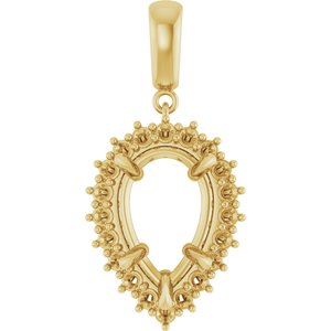 10K Yellow Gold 15x10 mm Pear Pendant Mounting – image 2