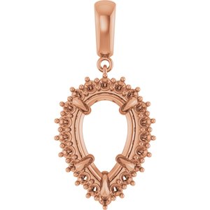 14K Rose Gold 15x10 mm Pear Pendant Mounting – image 2