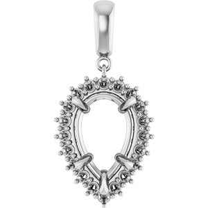 14Kx1 White Gold 15x10 mm Pear Pendant Mounting – image 2