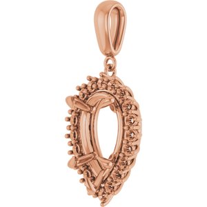 10K Rose Gold 15x10 mm Pear Pendant Mounting – image 4