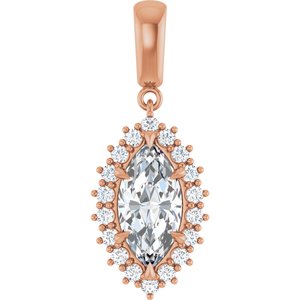 10K Rose Gold 13x6.5 mm Marquise Pendant Mounting
