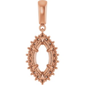 14K Rose Gold 13x6.5 mm Marquise Pendant Mounting – image 2
