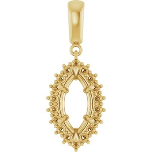 14K Yellow Gold 13x6.5 mm Marquise Pendant Mounting – image 2