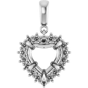 10K White Gold 10x10 mm Heart Pendant Mounting – image 2
