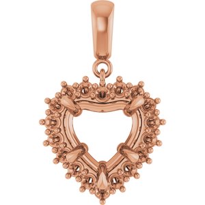 14K Rose Gold 10x10 mm Heart Pendant Mounting – image 2