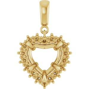 18K Yellow Gold 10x10 mm Heart Pendant Mounting – image 2
