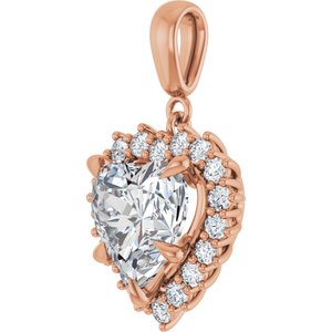 10K Rose Gold 10x10 mm Heart Pendant Mounting – image 3