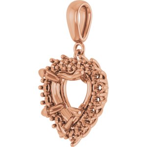 18K Rose Gold 10x10 mm Heart Pendant Mounting – image 4