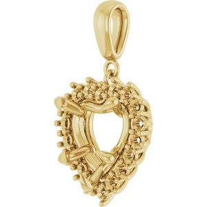 18K Yellow Gold 10x10 mm Heart Pendant Mounting – image 4