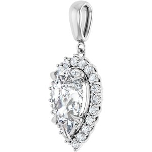 14K White Gold 14x9 mm Pear Pendant Mounting – image 3