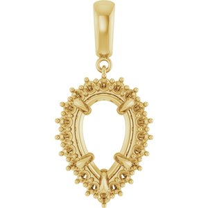 10K Yellow Gold 14x9 mm Pear Pendant Mounting – image 2