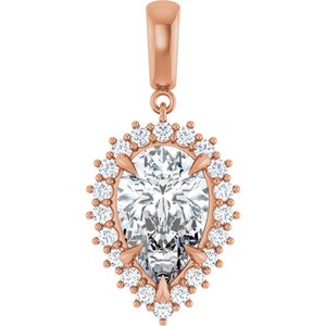 14K Rose Gold 14x9 mm Pear Pendant Mounting