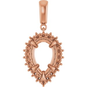 10K Rose Gold 14x9 mm Pear Pendant Mounting – image 2