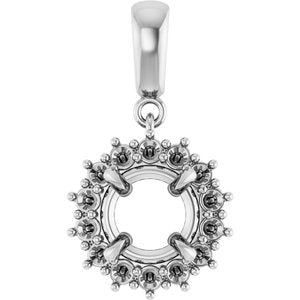 14K White Gold 7.4 mm Round Pendant Mounting – image 2