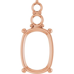 10K Rose Gold 14x10 mm Elongated Cushion Pendant Mounting – image 2