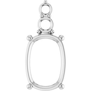 Platinum 14x10 mm Elongated Cushion Pendant Mounting – image 2