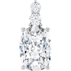 Platinum 14x10 mm Elongated Cushion Pendant Mounting