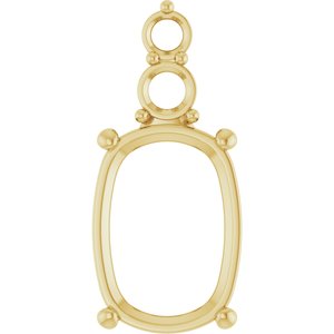 14K Yellow Gold 14x10 mm Elongated Cushion Pendant Mounting – image 2