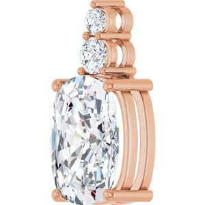 14K Rose Gold 14x10 mm Elongated Cushion Pendant Mounting – image 3