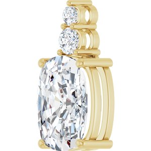 14K Yellow Gold 14x10 mm Elongated Cushion Pendant Mounting – image 3
