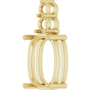 18K Yellow Gold 14x10 mm Elongated Cushion Pendant Mounting – image 4