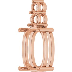 14K Rose Gold 14x10 mm Elongated Cushion Pendant Mounting – image 4