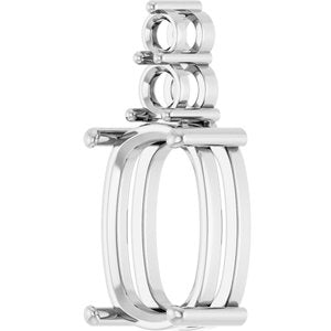 Platinum 14x10 mm Elongated Cushion Pendant Mounting – image 4