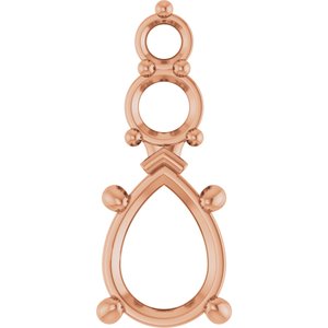 10K Rose Gold 8x6 mm Pear Pendant Mounting – image 2