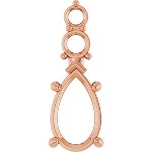 10K Rose Gold 11.5x7 mm Pear Pendant Mounting – image 2