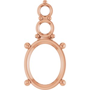 10K Rose Gold 11x9 mm Oval Pendant Mounting – image 2