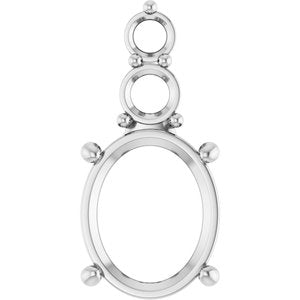 14K White Gold 11x9 mm Oval Pendant Mounting – image 2
