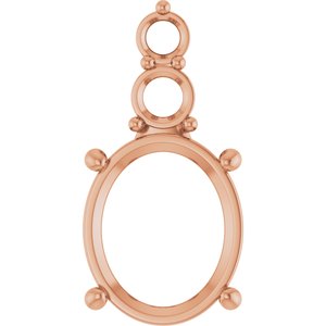 18K Rose Gold 12x10 mm Oval Pendant Mounting – image 2