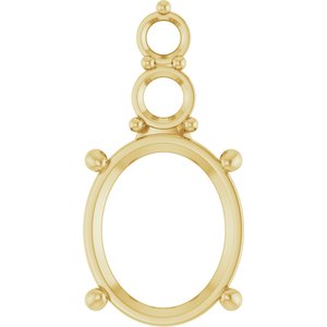 18K Yellow Gold 12x10 mm Oval Pendant Mounting – image 2