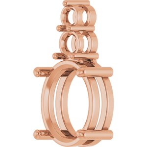 14K Rose Gold 12x10 mm Oval Pendant Mounting – image 4