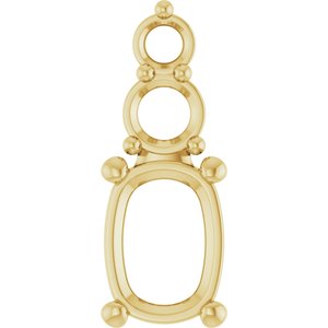 14K Yellow Gold 7.5x5.5 mm Elongated Cushion Pendant Mounting – image 2