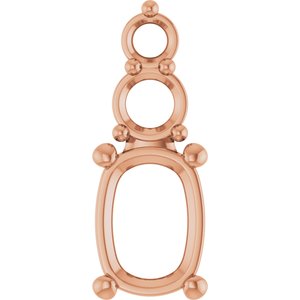 14K Rose Gold 7.5x5.5 mm Elongated Cushion Pendant Mounting – image 2