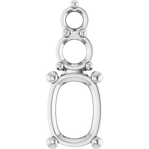 14K White Gold 7.5x5.5 mm Elongated Cushion Pendant Mounting – image 2