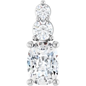 18K White Gold 7.5x5.5 mm Elongated Cushion Pendant Mounting