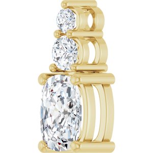 10K Yellow Gold 7.5x5.5 mm Elongated Cushion Pendant Mounting – image 3