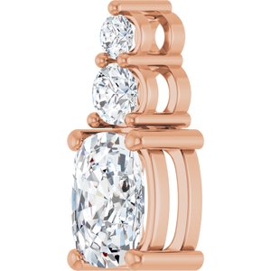 18K Rose Gold 7.5x5.5 mm Elongated Cushion Pendant Mounting – image 3